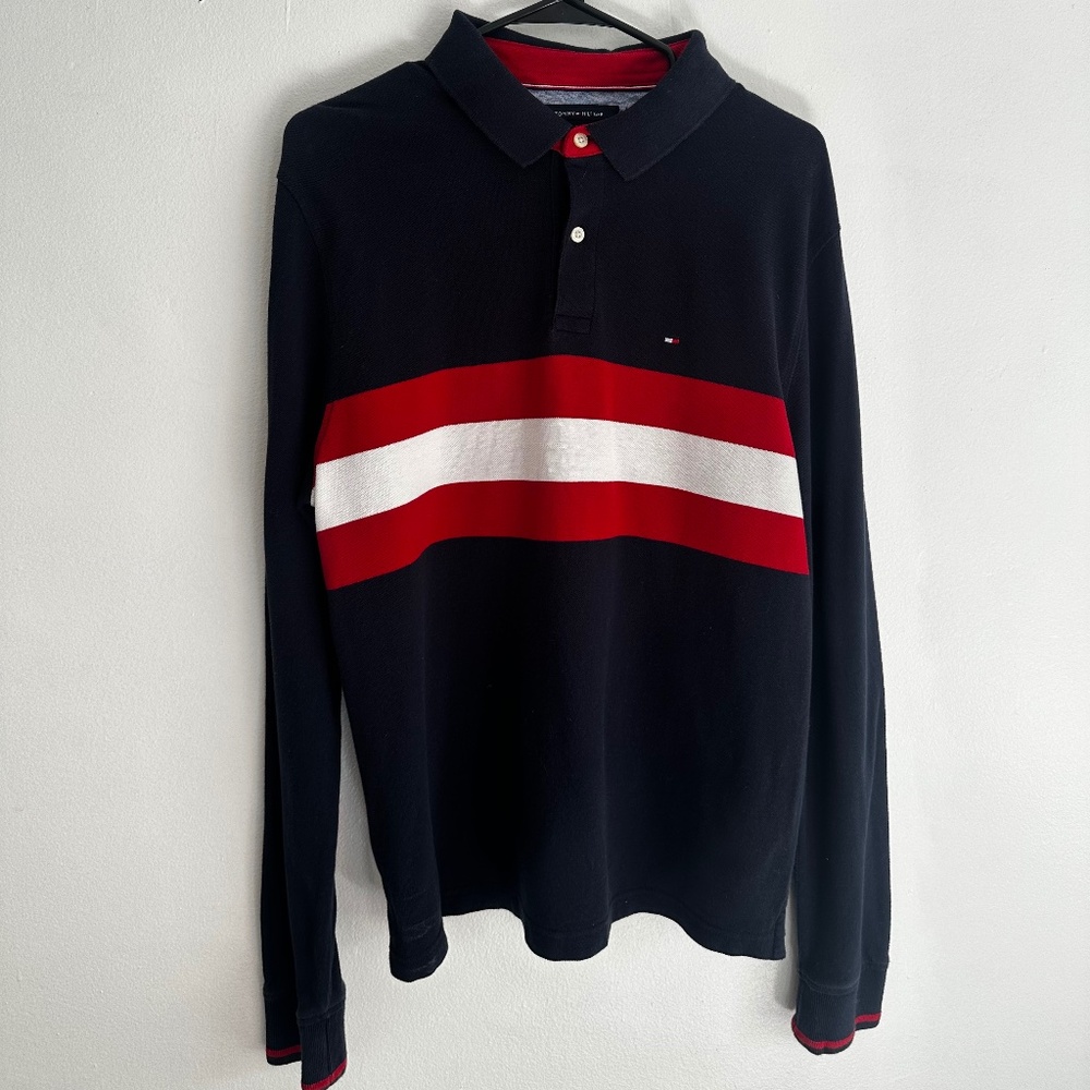 Dark blue Tommy Hilfiger long sleeve collared shirt